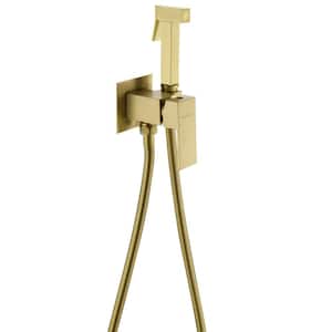 Wall Mount Single-Handle Handheld Bidet Sprayer with Handle and Mixer Body in Brushed Gold