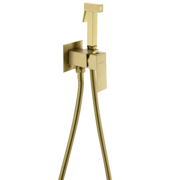 Boyel Living Wall Mount Single-Handle Handheld Bidet Sprayer with Handle and Mixer Body in Brushed Gold