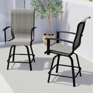 Counter Height Outdoor Swivel Bar Stools (Set of 2), for Porch Balcony, Poolside, Deck (Coffee, 2-Piece)