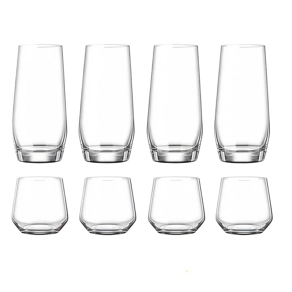 18 oz. Tall Glass Cups and 13 oz. Short Stemless Wine Glasses (Set of 8), Straight Lines and Crystal-Clear Glass price history on PriceWatchPro