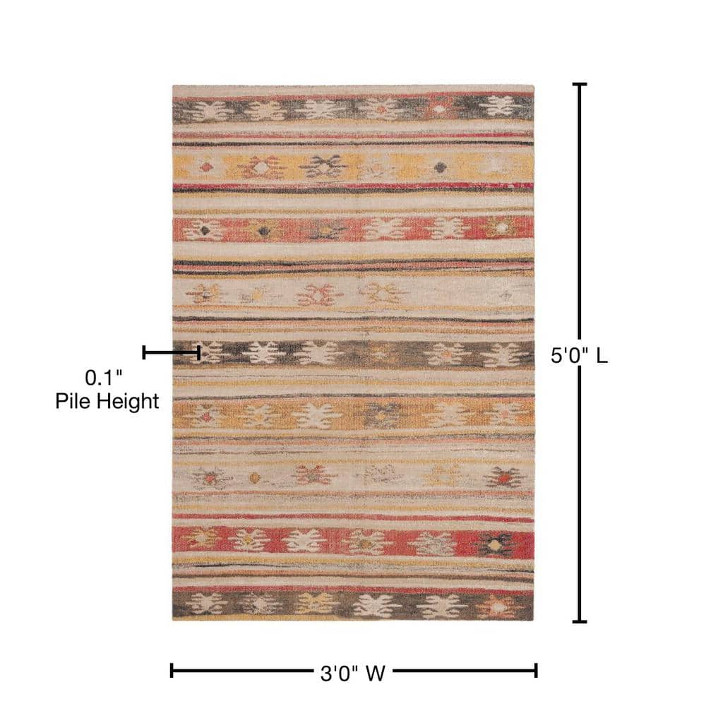 Transitional Multicolor Flatweave 3' x 5' Synthetic Area Rug
