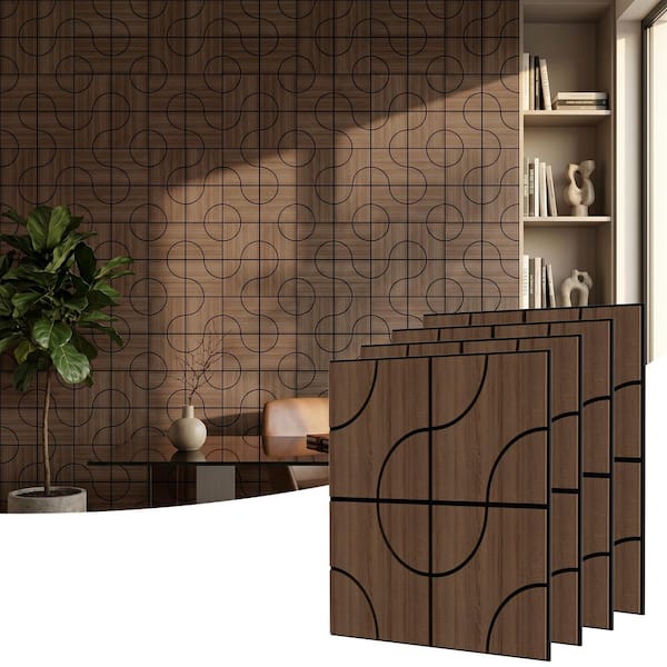 Mlfortlife Walnut 0.7 in. x 1.97 ft. x 1.97 ft. Geometric Acoustic