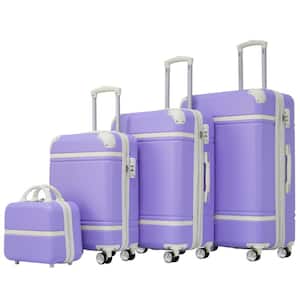4-Piece Purple Expandable ABS Hardshell Spinner 20 in. 24 in. 28 in. Luggage Set with 3-Digit TSA Lock, Cosmetic Case