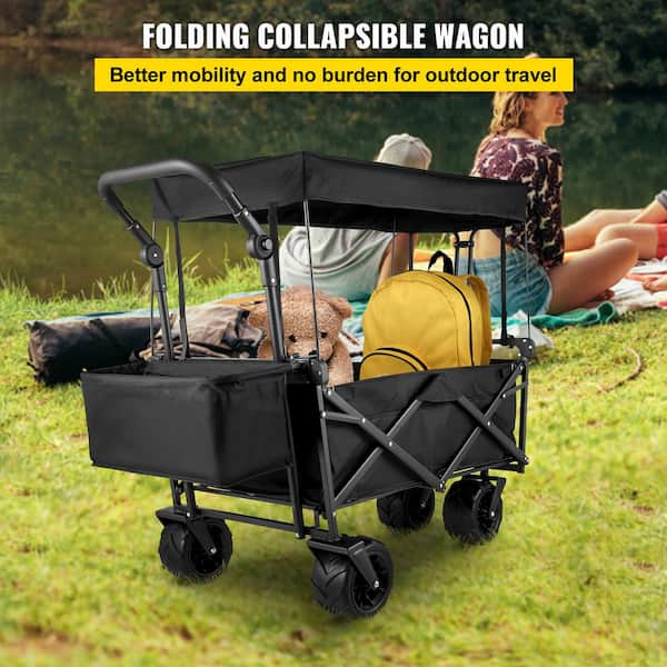 Collapsible Sturdy Steel Frame Garden/Beach Wagon/Cart Timber Ridge Folding Camping Wagon/Cart 