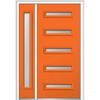 53 in. x 81.75 in. Davina Frosted Glass Right-Hand Inswing 5-Lite Modern Painted Steel Prehung Front Door with Sidelite