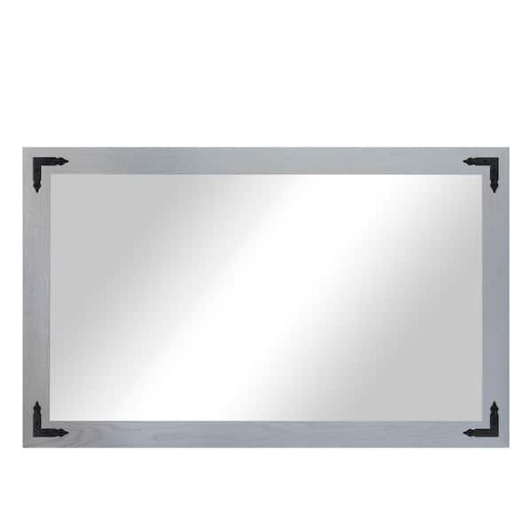 Rayne Mirrors (33 in. W x 52 in. H) Grey Hardwood Rectangle Mirror with Decorative Corner Bracket