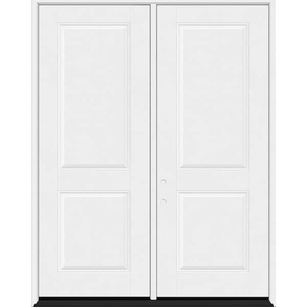 Regency 72 in. x 96 in. 2P Squaretop RHIS Unfinished White Fiberglass Double Prehung Front Door with 4-9/16 Jamb