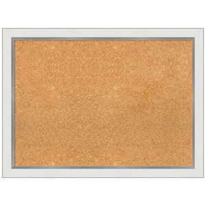 Eva White Silver 31.12 in. x 23.12 in Narrow Framed Corkboard Memo Board