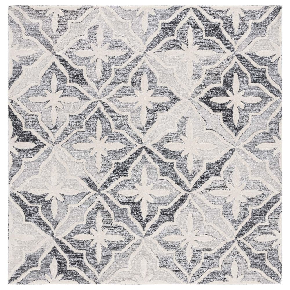 Elegant Noir Hand-Tufted Wool & Synthetic 6' Square Area Rug