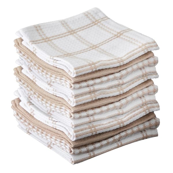 T-fal Sand Coordinating Flat Waffle Weave Cotton Dish Cloth Set of 12