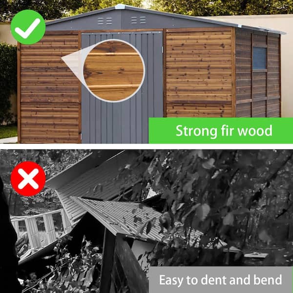 8 ft. W x 10 ft. D Iron-Wood Combination Tool Shed, Outdoor