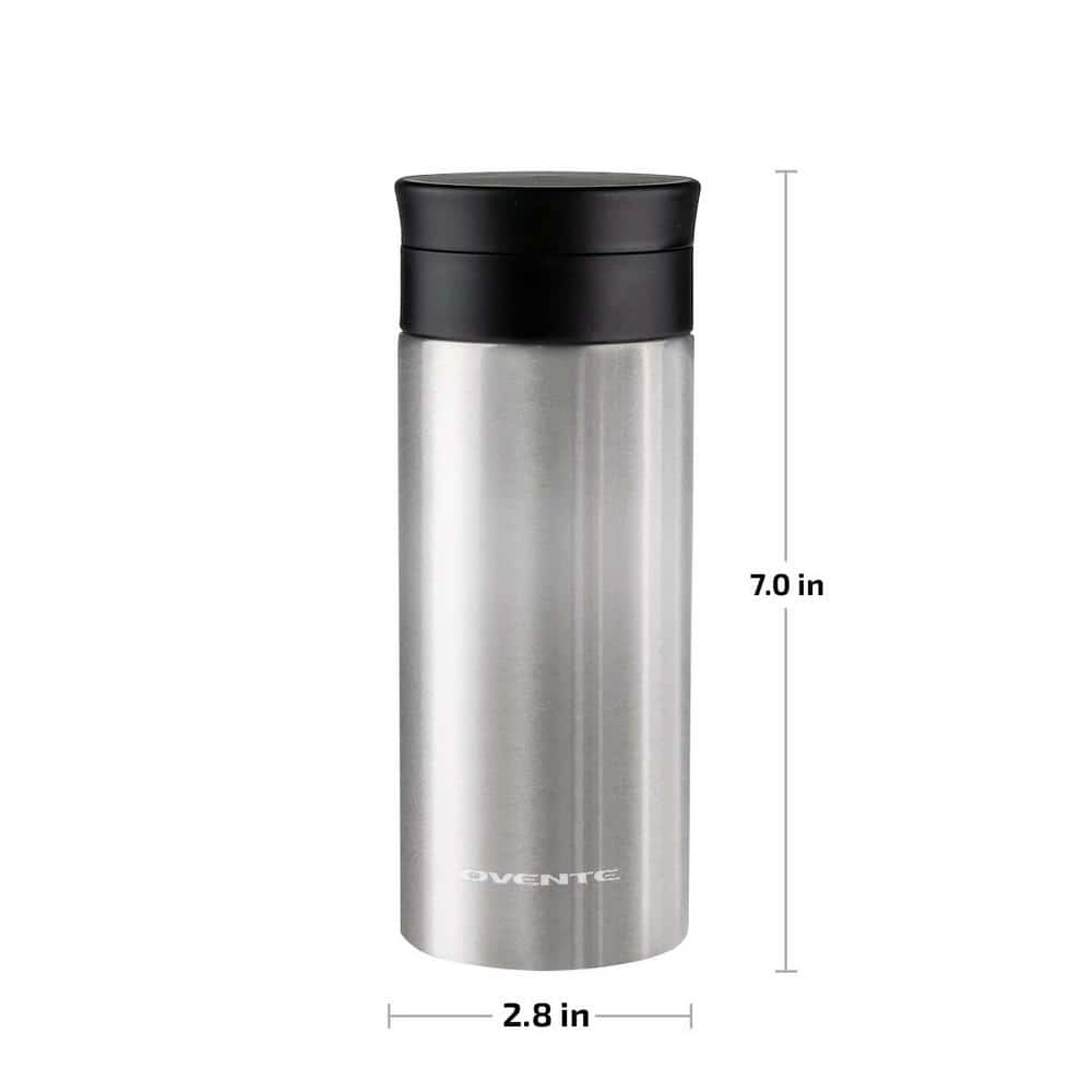 Ovente 12 oz Silver Stainless Steel Travel Tumbler with Tea Infuser