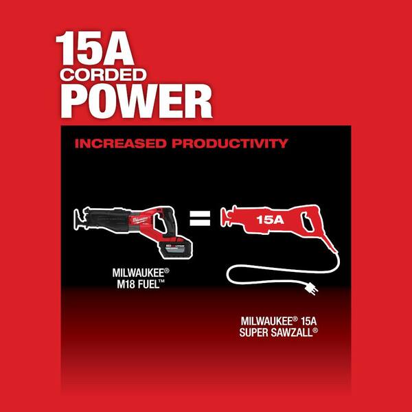 Milwaukee M18 FUEL 18V Lith-Ion Brushless Cordless Super SAWZALL Reciprocating Saw w/M18 REDLITHIUM FORGE XC 8.0 Ah Battery Pack