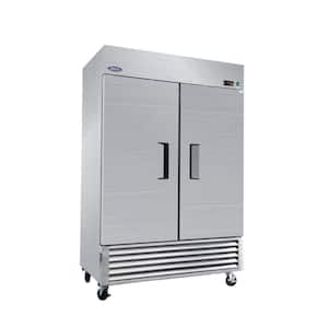 54.13 in. 49 cu. ft. Commercial Upright Refrigerator in Silver with 2-Solid Door and Digital Temperature Display