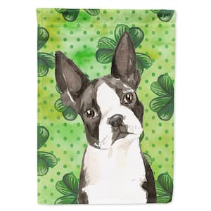 28 in. x 40 in. Polyester Shamrocks Boston Terrier Flag Canvas House Size 2-Sided Heavyweight