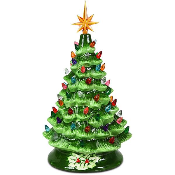Music Timer & Gift Box White Ceramic Christmas Tree w/ Lights