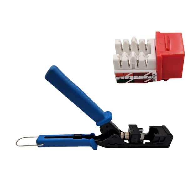 Micro Connectors, Inc Keystone Jack Termination Tool plus Cat 6-Keystone Jacks in Red (50-Pack)