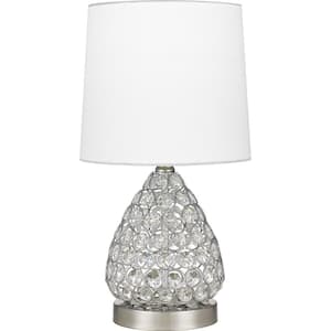 Clear Crystal and Brushed Steel Table Lamp Fabric Drum Shade