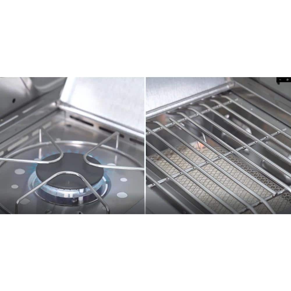 Green Stainless Steel 4-Burner Propane Gas Grill with Side Burner
