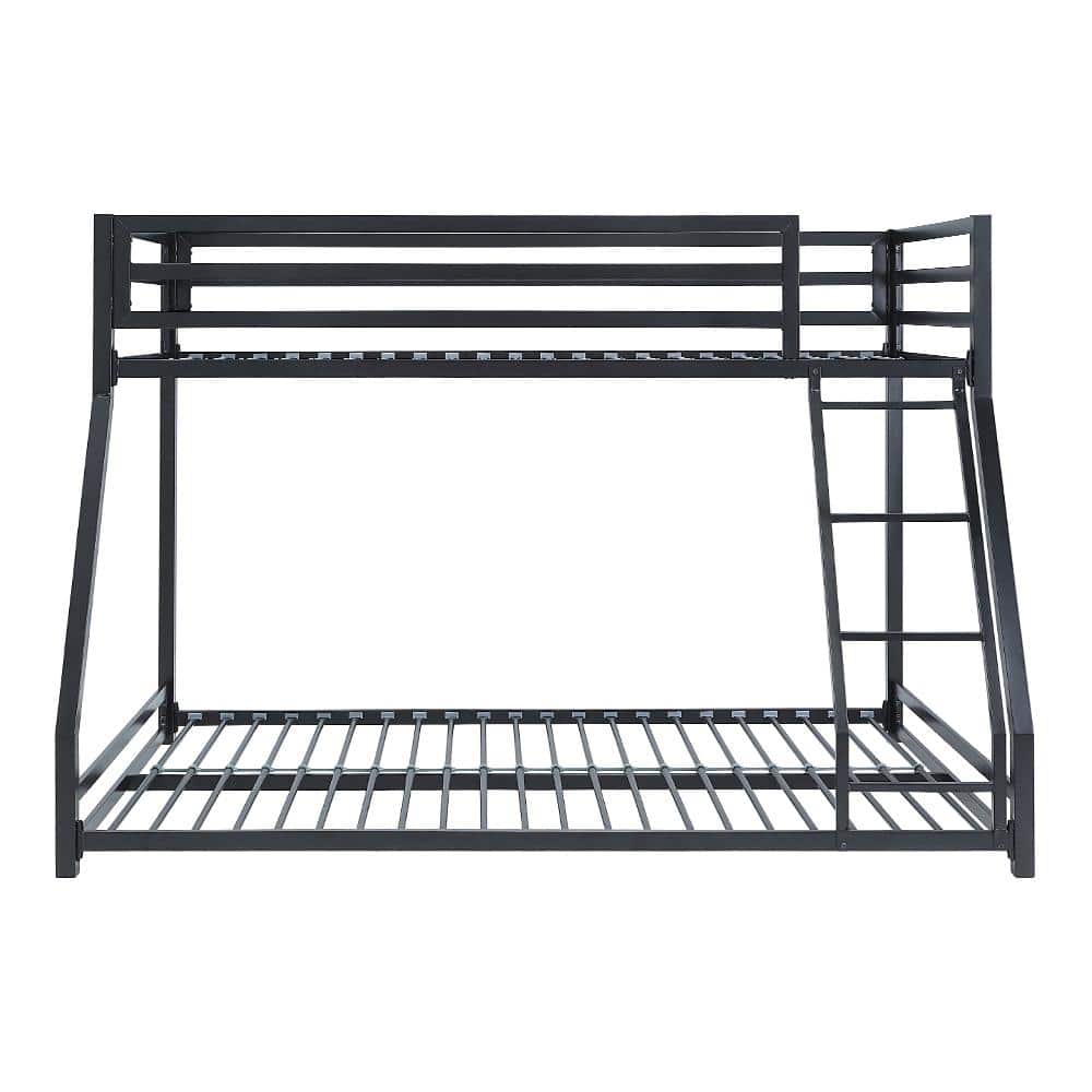 Black Metal Twin Over Full Bunk Bed with Ladder