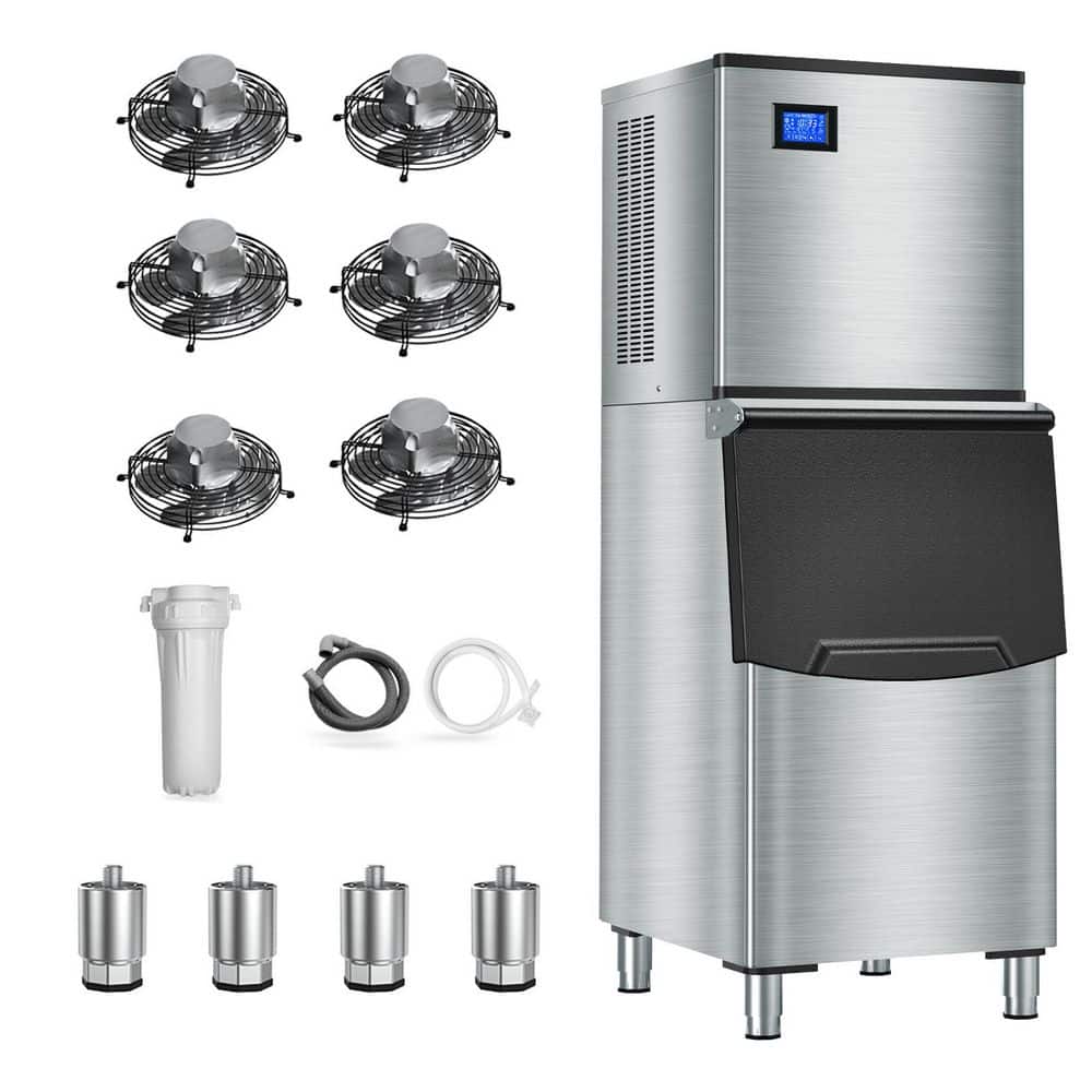 22 in. 500 lbs. /24H Split Commercial Ice Maker 2-Packages 182 Ice Cubes/Cycle in Stainless Steel