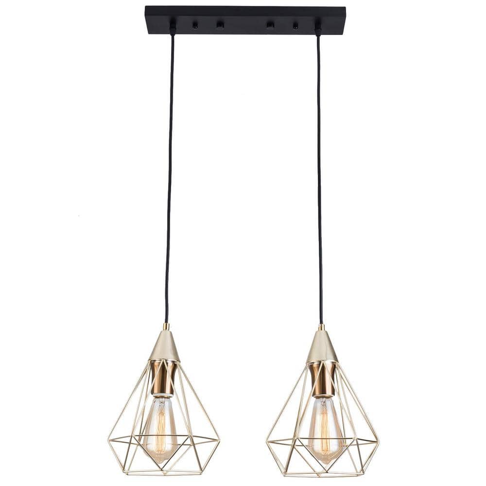 OUKANING 2Light Modern Champagne Gold Indoor Island Pendant Light with