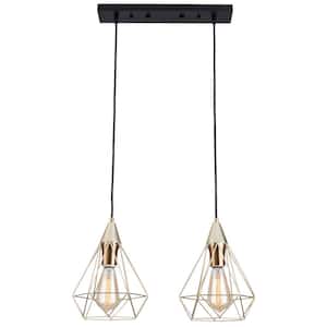 2-Light Modern Champagne Gold Indoor Island Pendant Light with Metal Shade