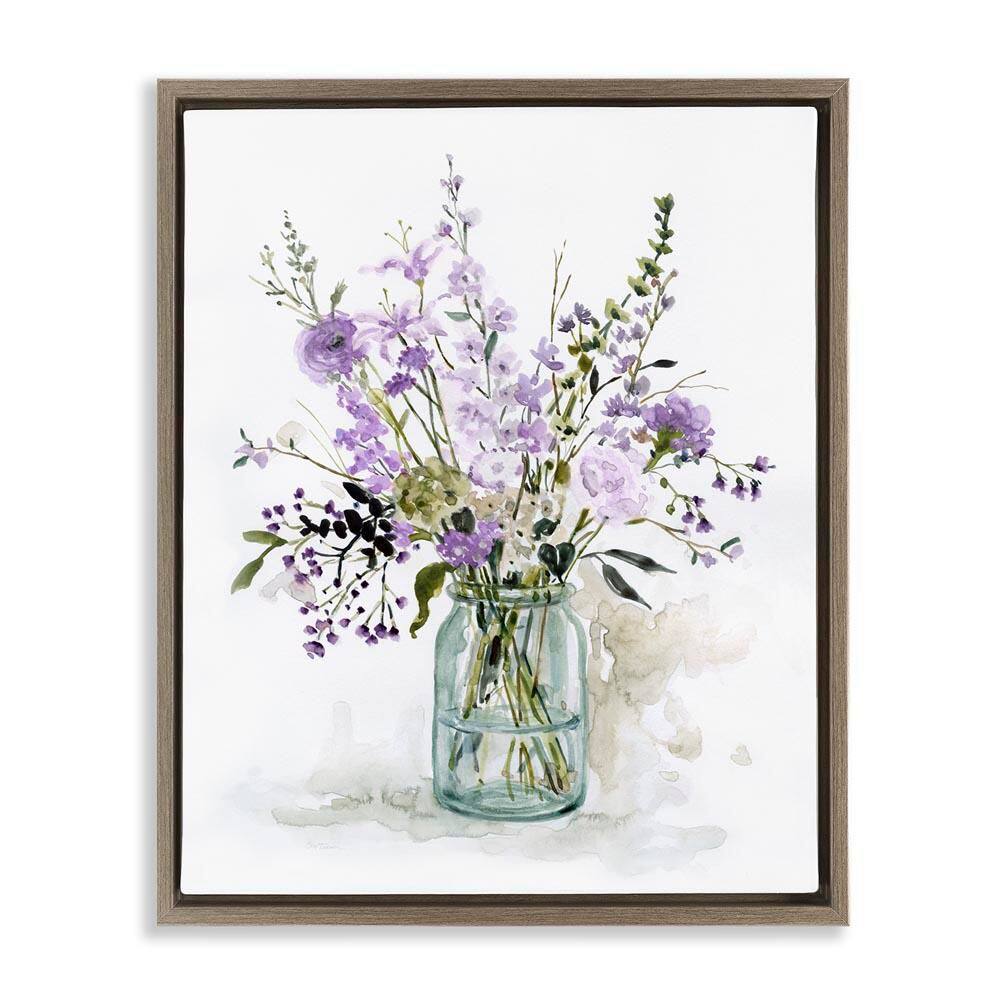 Traditional Mixed Purple Botanicals by Carol Robinson Brown Floater Frame Graphic Art Print Nature 25 in. x 31 in. price history on PriceWatchPro