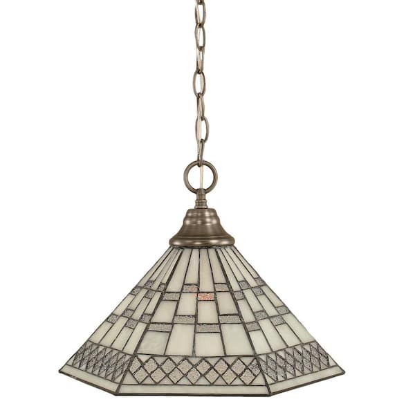 Unbranded Kingston 100-Watt 1-Light Brushed Nickel Bowl Mini Pendant Light with Glass Shade