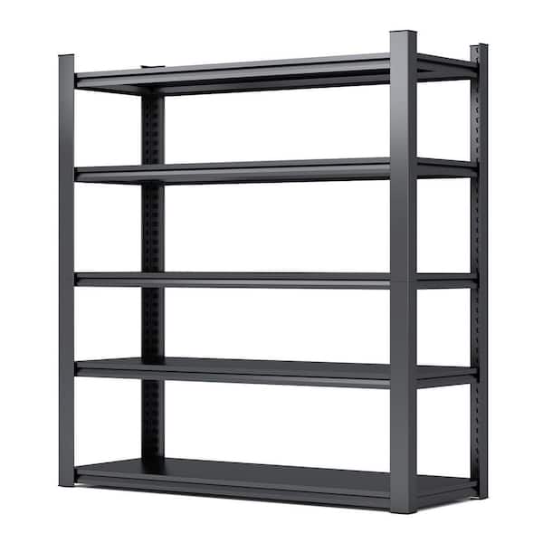 72 in. H 5Tier Metal Shelves 2000 lbs. Heavy Duty Storage Shelves Adjustable Garage Shelf Industrial Shelving Unit-Black