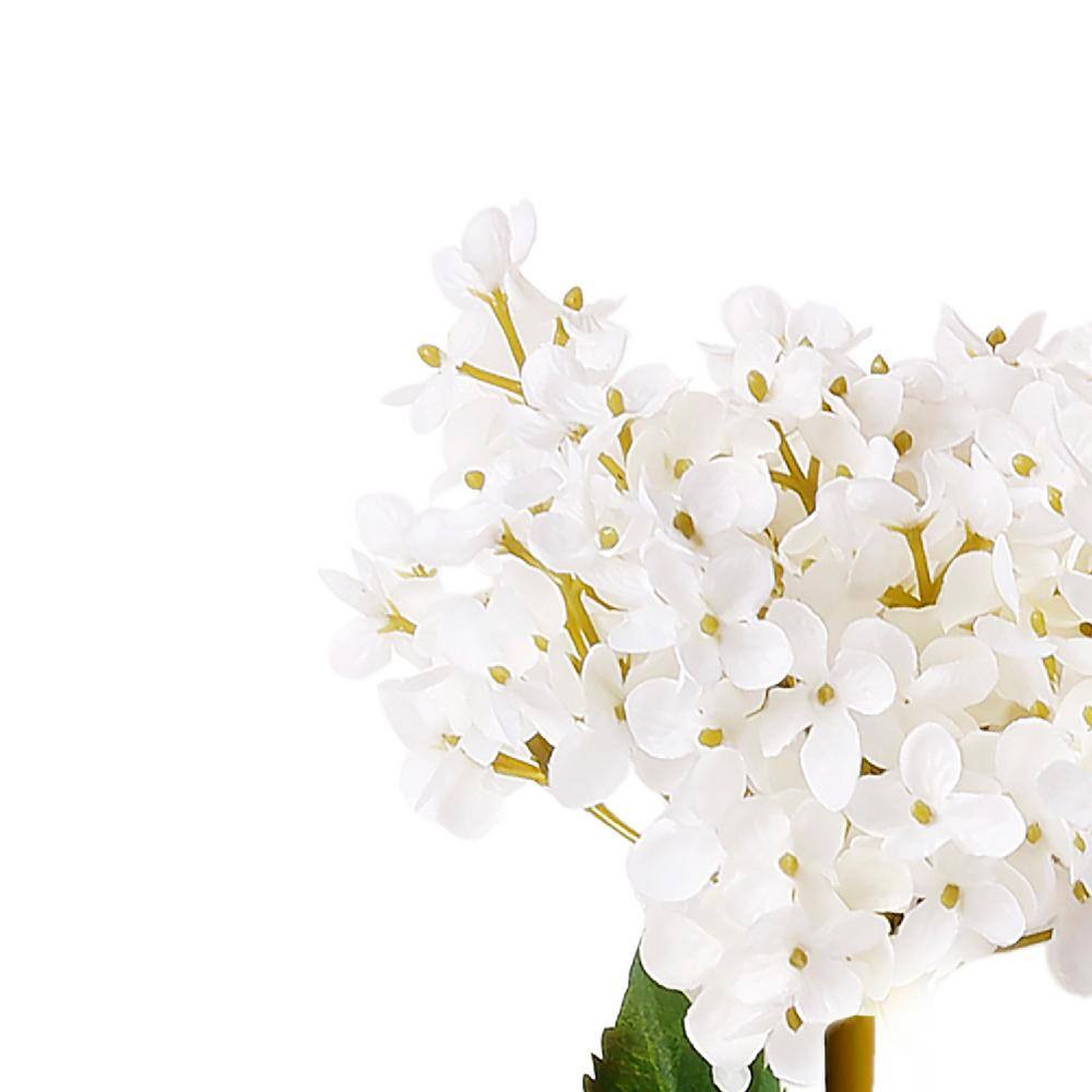 White Faux Hydrangea Tabletop Topiary Set
