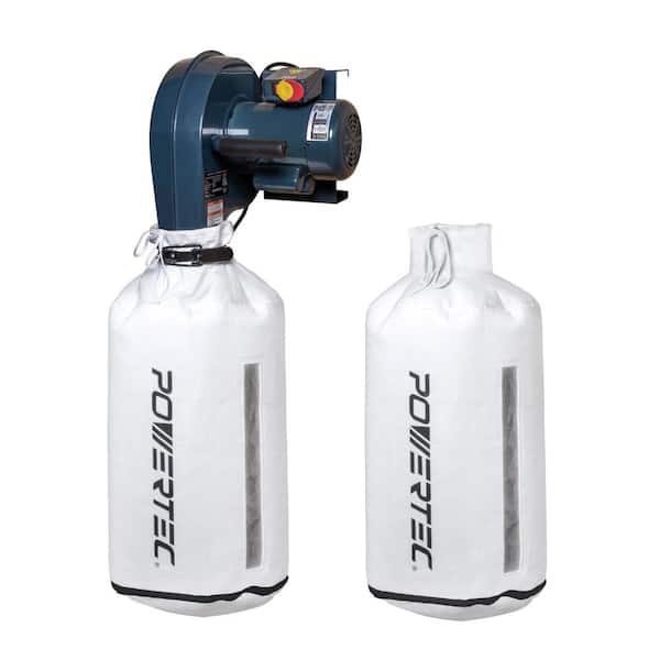 ‎POWERTEC 1 HP, 560 CFM Wall Mounted Dust Collector with 1 Micron Dust Collector Bag and 1 Extra Replacement Dust Filter Bag