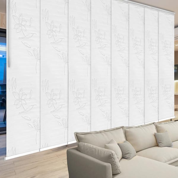 EMOH Primrose 130 in. - 175 in. W x 94 in. L Adjustable 8- Panel White Double Rail Panel Track with 23.5 in. Slates