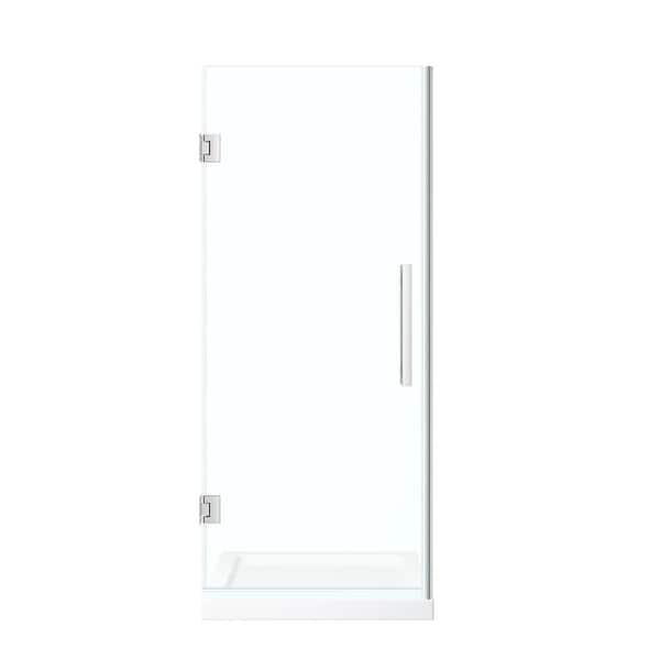 Tampa-Pro 32 in. L x 32 in. W x 75 in. H Alcove Shower Kit w/ Pivot Frameless Shower Door in Chrome and Shower Pan