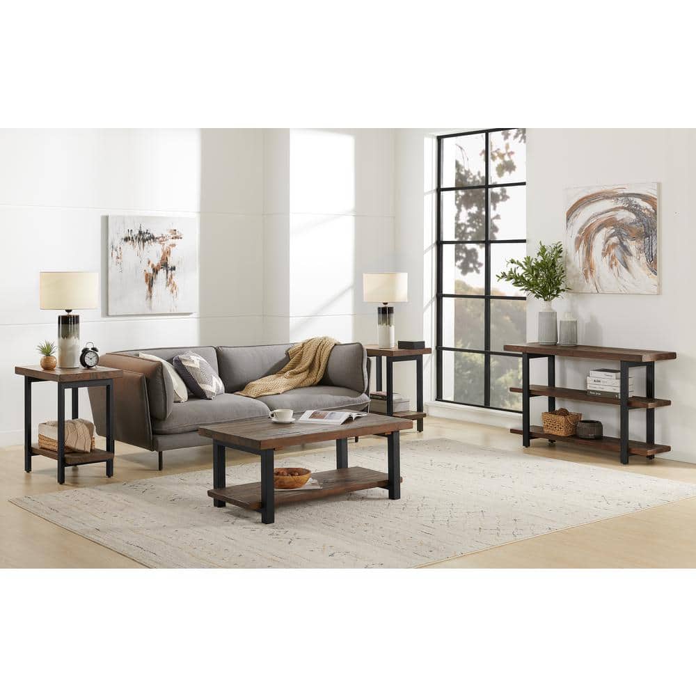 Rustic Natural 52" Wood and Metal Media Console with Storage