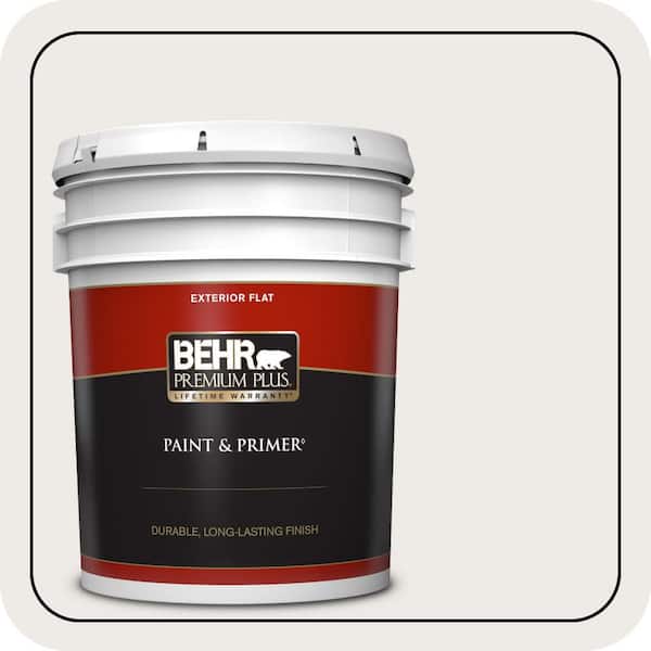 BEHR PREMIUM PLUS 5 gal. #750A-1 Chalk color Flat Exterior Paint & Primer
