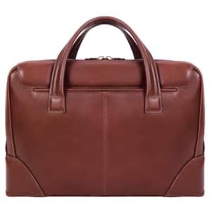 Harpswell 17 in. Brown Top Grain Cowhide Leather Dual Compartment Laptop Briefcase