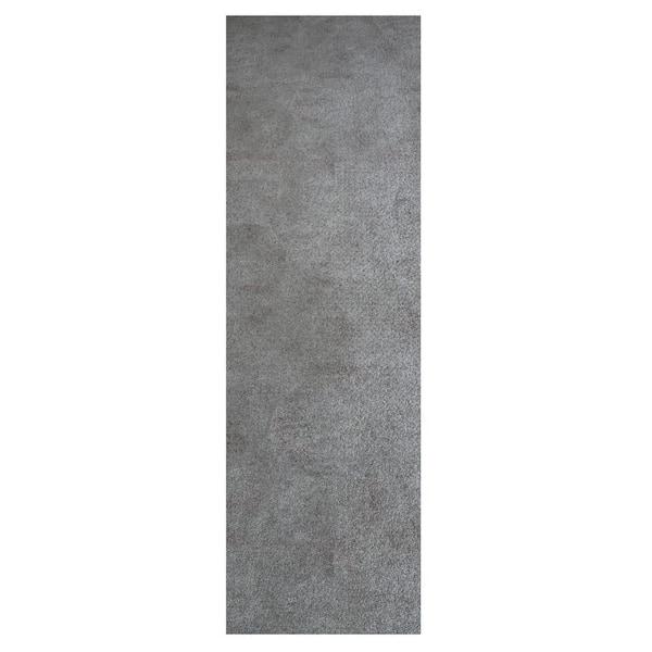 Majestic Non-Slip Rubberback Solid Gray 3 ft. x 9 ft. Indoor Custom Cut Runner Rug