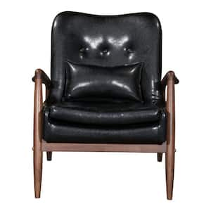 Brown and Black Arm Chair Set of 1 with Tufted Cushions and with Ottoman