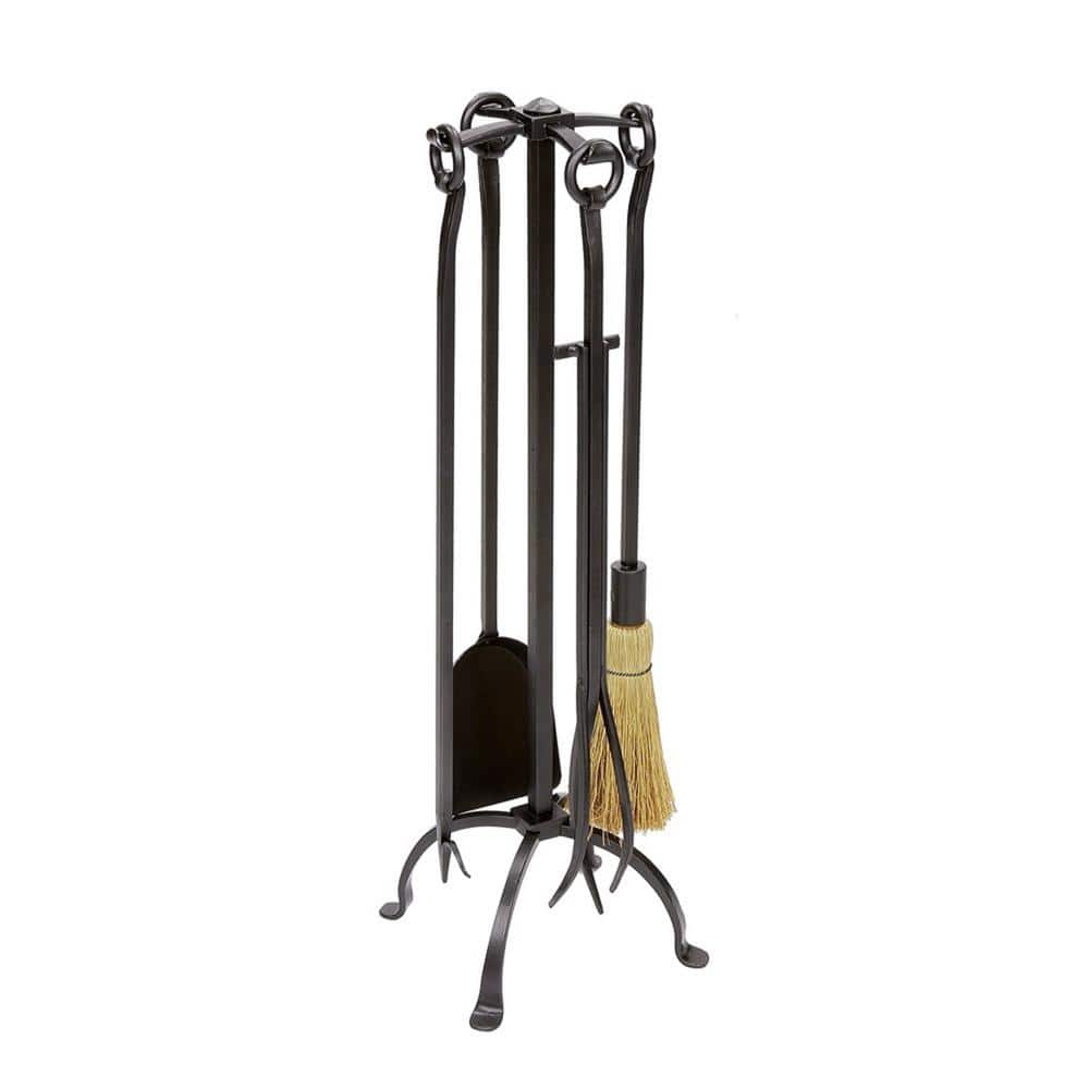 Graphite Wrought Iron 32" English Country Fireplace Tool Set