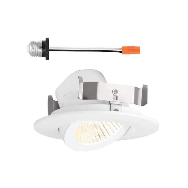 EnviroLite 4 in. Dimmable Integrated LED White Round Recessed Gimbal Light Retrofit Trim Selectable CCT