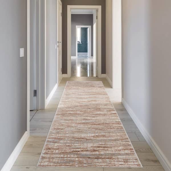 Elation Ivory Grey 2 ft. x 14 ft. All-over design Contemporary Runner Area Rug