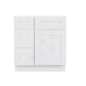 Lancaster Shaker Assembled 30 in. W x 21 in. D x 32.5 in. H Bath Vanity Sink Base Cabinet with 2 Left Drawers in White