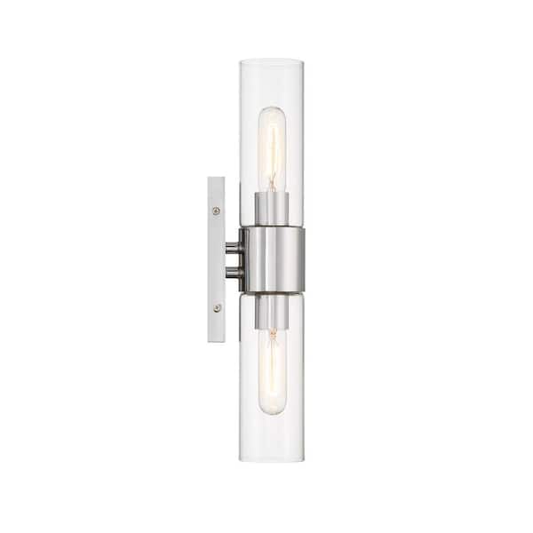Designers Fountain - Anton 4.5 in. 2-Light Chrome Transitional Wall Sconce with Clear Glass Shades
