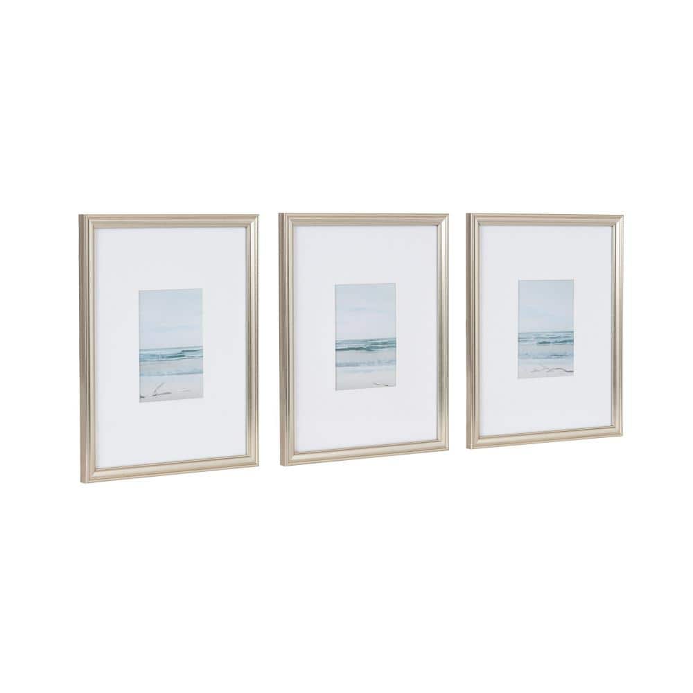 Silver Coastal Landscape Watercolor Framed Art Set, 11x14