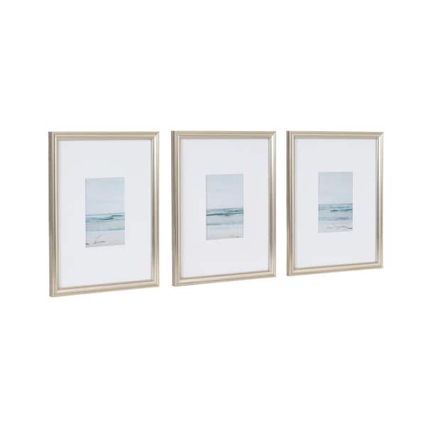 Kate and Laurel 3-Piece Adylnn Silver Framed Beach Art Set 15 in. x 12 in.