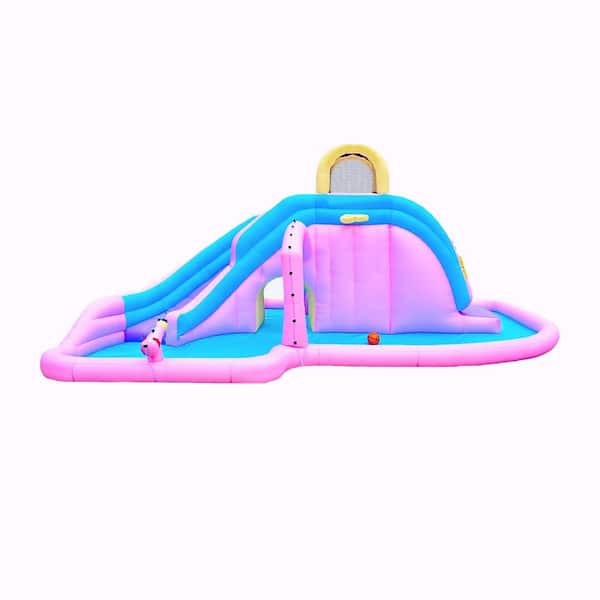 Inflatable Bounce House with Double Slide, 248 x 196.5 x 91.5 in. Oxford Fabric Water Play for Backyard Family Fun