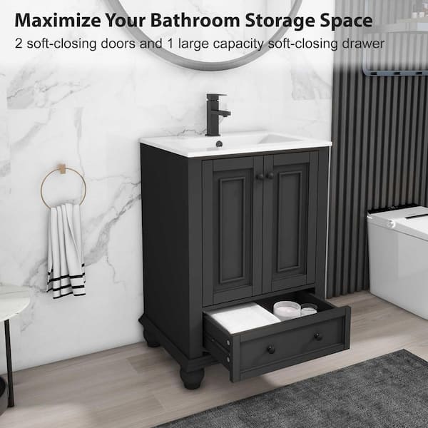 eclife 24 in. W. x 18.1 in. D x 34 in. H 1-Sink Freestanding