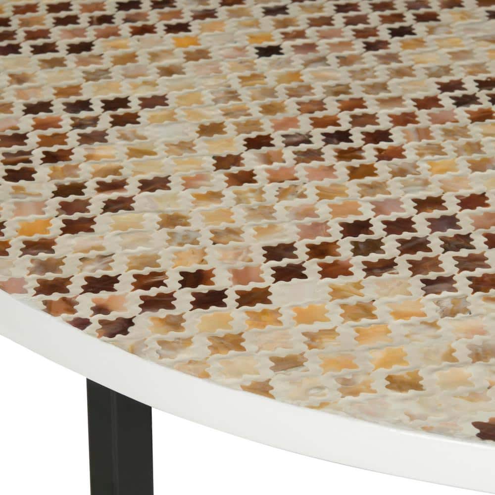 Cheyenne Round Brown Mosaic Metal Coffee Table
