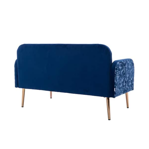 Navy blue velvet 2 best sale seater sofa